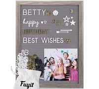 Fuyit Pizarra Letras Intercambiables 30 x 40 cm con 1090 Letras Números Símbolos y un Soporte, Gris