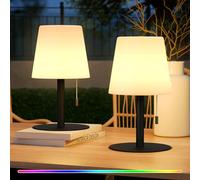 FUYO 2 piezas de lámpara de mesa LED inalámbrica con batería de 8 colores, lámpara de mesa portátil, lámpara de noche con cambio de color para decoración de interiores, exteriores, jardín, dormitorio