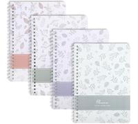 FUYOAL 4 Packs Spiral Notepad A5, Leaves pattern Cover Wirebound Notebooks Bulk Journals, 7.9 * 5.5 inch 120 Pages 60 Sheets Lined Notebook for Business Office School Travel
