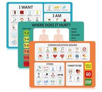 Fuyoooo 3 tableros de comunicación para adultos no verbales de 11.81 x 8.27 pulgadas, tarjetas de comunicación con símbolo de imagen colorida, herramientas de terapia del habla para autismo, asasia