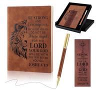 Fuyoooo 4 piezas de regalos cristianos para hombres, Día del Padre, regalos de agradecimiento al pastor, cuaderno de tapa dura de cuero vintage, 1 Timoteo 6:11, versículo religioso de la Biblia