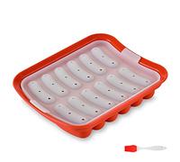 FUYTERY Molde de Salchicha de Silicona Antiadherente Caja de Alimentos Complementarios para Bebés Herramientas de Cocina (con cepillo) (Rojo)