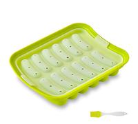 FUYTERY Molde de Salchicha de Silicona Antiadherente Caja de Alimentos Complementarios para Bebés Herramientas de Cocina (con cepillo) (Verde)