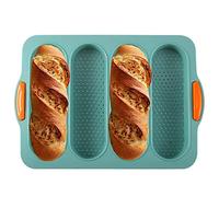 FUYTERY Pan francés para hornear Pan 4 ranuras Silicona antiadherente cocinar molde para hornear (verde)