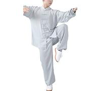 FUYUFU Algodón y Lino Traje de Tai Chi Unisex Ropa de Artes Marciales Kung-fu Disfraz para Hombre y Mujer (un Conjunto) (Lívido, XXL)