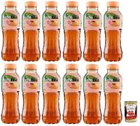 Fuze Tea Pesca, 12 unidades, té negro, melocotón y rosas, refrescante, sin alcohol, botella desechable de PET de 400 ml + lata italiana gourmet Polpa di Pomodoro de 400 g