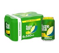 Fuze Tea Sabor Original, Refresco Té helado Limón, Latas de 330 ml, Pack 6 | Bebida de extracto de té negro con limón, lista para tomar, excelente para comidas, reuniones y refrescarse en casa