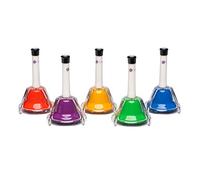 FUZEAU 70609 - Juego de 5 campanas afinadas, 2 en 1, para sacudir a golpear, 1 color = 1 nota - Originales - Coloridas