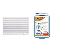 Fuzeau 7535 - Pizarra (22 x 31 cm) & BIC Velleda Pizarra Blanca Pequeña de Borrado en Seco de Doble Cara con Rotulador Azul y Borrador, 19x26cm, Óptimo para material escolar