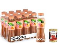FuzeTea - 12 botellas de 400 ml, té de pescado frío con una nota rosa, en botella 100% reciclable para mascotas, bebida no alcohólica, té helado + polpa italiana gourmet 400 g