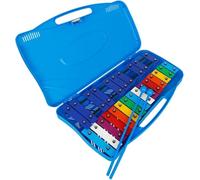 fuzhik Glockenspiel Professional - Diatónico de 25 teclas de metal para instrumento musical, actualización de xilófono, con dos martillos (azul)