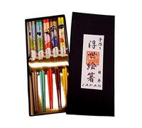 Fuzhou Juego de 5 pares de palillos fantasía Geisha - plastificados y reutilizables