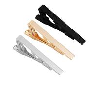 FUZVOL 3 clips de corbata para hombre, juego clásico de alfileres de corbata plateados, negros y dorados, estilo largo, accesorios de corbata para la vida cotidiana, boda, negocios, 5.5*1.8*0.6,