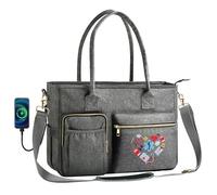 FUZVOL Bolsa de enfermería para el trabajo, bolsas de enfermería grandes de 17 pulgadas para enfermeras, bolsa de mano para enfermeras, artículos esenciales para la escuela de enfermería, Bordado con