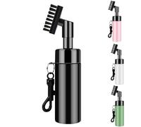 FUZVOL Limpiador de ranuras para palos de golf con spray de agua y gancho integrados, cepillo de limpieza para palos de golf, accesorios de golf con botella de agua de extrusión, color negro