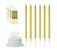 FUZVOL Velas doradas de cumpleaños para pasteles, regalos en caja, 24 velas doradas con purpurina para decoración de fiestas, bodas, aniversarios, color dorado