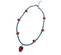FUZYXIH Adorable collar de perlas de fresa Elegante y ligero Llaveros Joyas para uso diario Collar de perlas de fresa colorido