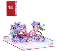 FUZYXIH Artística 3D flores bicicleta tarjeta de papel artística 3D bicicleta tarjeta de felicitación con flores y mariposas para cualquier evento mariposa