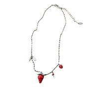 FUZYXIH Bonito collar con colgante de fresa, delicado collar de aleación para mujeres y niñas, bonito collar de clavícula para mujeres y niñas