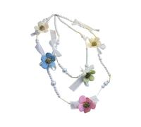 FUZYXIH Collar de flores con perlas, accesorio de moda para el día a día, collar de flores con cuentas de piedra de la selva