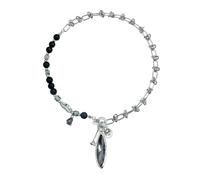 FUZYXIH Collar elíptico con diamantes negros brillantes para uso diario Collar de gota de piedra negra