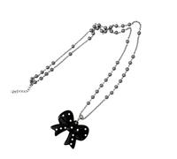 FUZYXIH Elegante collar de perlas con lunares negros y colgante de corazón para fiestas, m, Metal Resina, Sin piedra preciosa