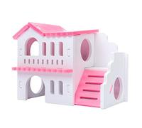 FUZYXIH Hámster Deluxe de madera de doble cubierta Villa, escondite natural, juguete de cabaña, juguete para masticar animales pequeños para jaula de hámster, casa de animales pequeños al aire libre