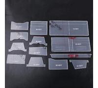 FUZYXIH Plantilla de cuero para manualidades, plantilla corta para cartera, 13 piezas, acrílico transparente, herramientas de cartera, monedero, herramienta de patrón de artesanía en cuero