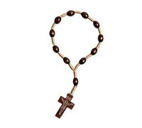 FUZYXIH Rosario de madera católica, pulsera rosario de cuentas de madera, mini rosarios de dedo cruzado para bautizo, comunión, recuerdos de bodas, recuerdos de fiesta