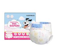 FUZZFABLES 24 pañales desechables para perra, superabsorbentes, a prueba de fugas, de doble patrón, ajustables, con indicador de humedad, para celo e incontinencia L