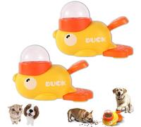 Fuzzibud Duckie - Interactive Dog & Cat Treat Dispenser Toy, Duck-Shaped Puzzle Slow Feeder for Small Medium Pets, Food Dispensing Enrichment Toy for IQ Training & Boredom Relief (Yellow*2)