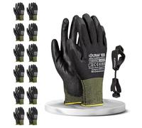 FUZZIO 12 pares de guantes de trabajo Jurav PU visitados guantes de trabajo (S-7, negro)