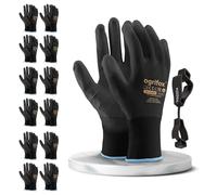 FUZZIO 12 pares de guantes de trabajo Ogrifox PU visitados guantes de trabajo (M-8, negro)