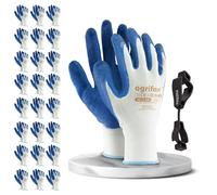 FUZZIO 24 pares de guantes de trabajo recubiertos y porta clip para guantes (M - 8, Blanco)
