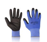 FUZZIO 40 pares de guantes de trabajo, revestimiento de poliuretano, guantes de construcción, con pinza para guantes, L-9, color azul
