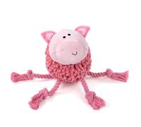 Fuzzl Farmyard Friends - Juguete para perros, cerdo rosa grande, felpa de tela de fideos suave con patas de cuerda duraderas, juguete interactivo para tirar, masticar y cómodo para perros