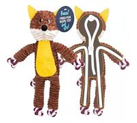 Fuzzl Fred Rope ExoSkeleton Fox - Juguete para perro, cuerda anudada duradera con chirriador y texturas, relleno mínimo para menos desorden, juguete de peluche para perro de zorro