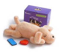Fuzzwoof Juguete de peluche para perro con control remoto, simulación de latidos cardíacos de 8 sonidos y latidos del corazón, ayuda para dormir y aliviar la ansiedad, entrenamiento de jaula