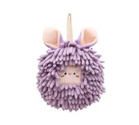 Fuzzy Ball Towel, Hanging Hand Wipe for Kids with Quick Dry, Durable Plush Material with Cute PomPomDesign, Absorbent Kitchen Cloth for Home Bath Vanity Unit, Versatile Lightweight 60g Round Style