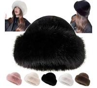 Fuzzy Bucket Hat for Women - Stylish Faux Fur Bucket Hat, Perfect for Cold Weather, Winter Fashion, and Outdoor Wear (Black)