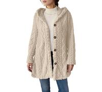 Fuzzy Cardigans for Women Long Sleeve V Neck Knitted Hoodies Fall Oversized Button Open Front Cozy Fleece Sweater