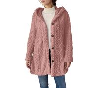 Fuzzy Cardigans for Women Long Sleeve V Neck Knitted Hoodies Fall Oversized Button Open Front Cozy Fleece Sweater