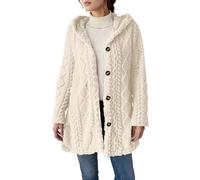 Fuzzy Cardigans for Women Long Sleeve V Neck Knitted Hoodies Fall Oversized Button Open Front Cozy Fleece Sweater