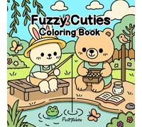 Fuzzy Cuties: Coloring Book for Teens and Adults for Relaxation and Stress Relief, Featuring 32 Adorable Hand-Drawn Illustrations such as Fishing, Snow Sledding, and More.