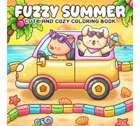 Fuzzy Summer Coloring Book: Adorable Animals in Cozy Summertime Adventure with Bold And Easy Coloring Pages for Adults & Kids Relaxation