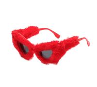 Fuzzy Sunglasses Womens, Punk Velvet Frame Shades, Retro Y2ks Partys Eyewear, Bold Novelty Accessory, Statement Disco Style, Diseño único, PP Material, 6,69 x 5,39 in, rojo, Se référer au descriptif