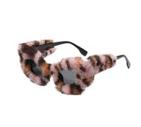 Fuzzy Sunglasses Womens, Punk Velvet Frame Shades, Retro Y2ks Partys Eyewear, Bold Novelty Accessory, Statement Disco Style, Diseño único, PP Material, 6,69 x 5,39 in, leopardo, Se référer au