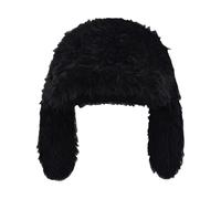 Fuzzy Winter Hat, Windproof Warm Headgear, Plush Hat with Soft Material, Winter Headgear with Snug Fit, Cold Weather Gear, Use for Women Girls Teens Adults Commuting School Travel Cycling Party, Negro
