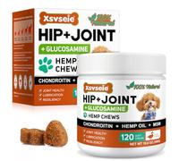 FuzzyUp Pastillas masticables de glucosamina para perros, 120 unidades, sabor a pato, apoyo articular con condroitina, MSM y ácido hialurónico, para perros grandes y pequeños, cuidado de las