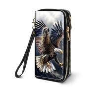 FVAENDHIO Cartera de gran capacidad para mujer, de piel sintética, doble cremallera, multifuncional, con correa de muñeca extraíble para teléfono inteligente, moneda, tarjeta, dinero en efectivo
